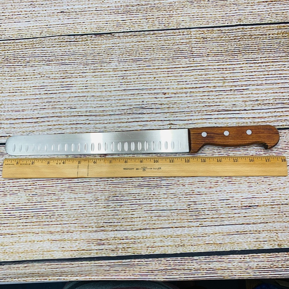 Don SabreSharp‎ Cutlery 3K2813 Granton Edge Slicer Knife Wood Handle 12 Inch